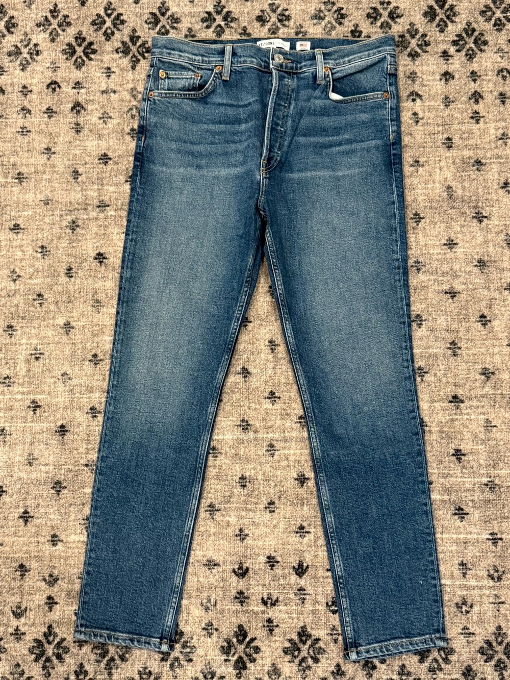 Re/Done High Rise Ankle Crop Stretch Jeans